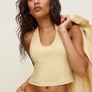 Reformation light Yellow Halter Top